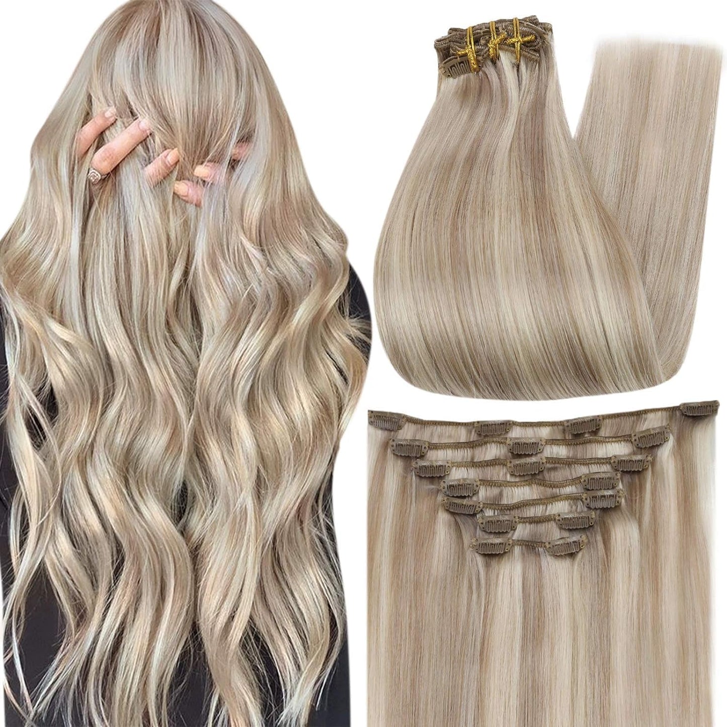 Full Shine Clip in Extensions for Stunning Ash Blonde Highlights