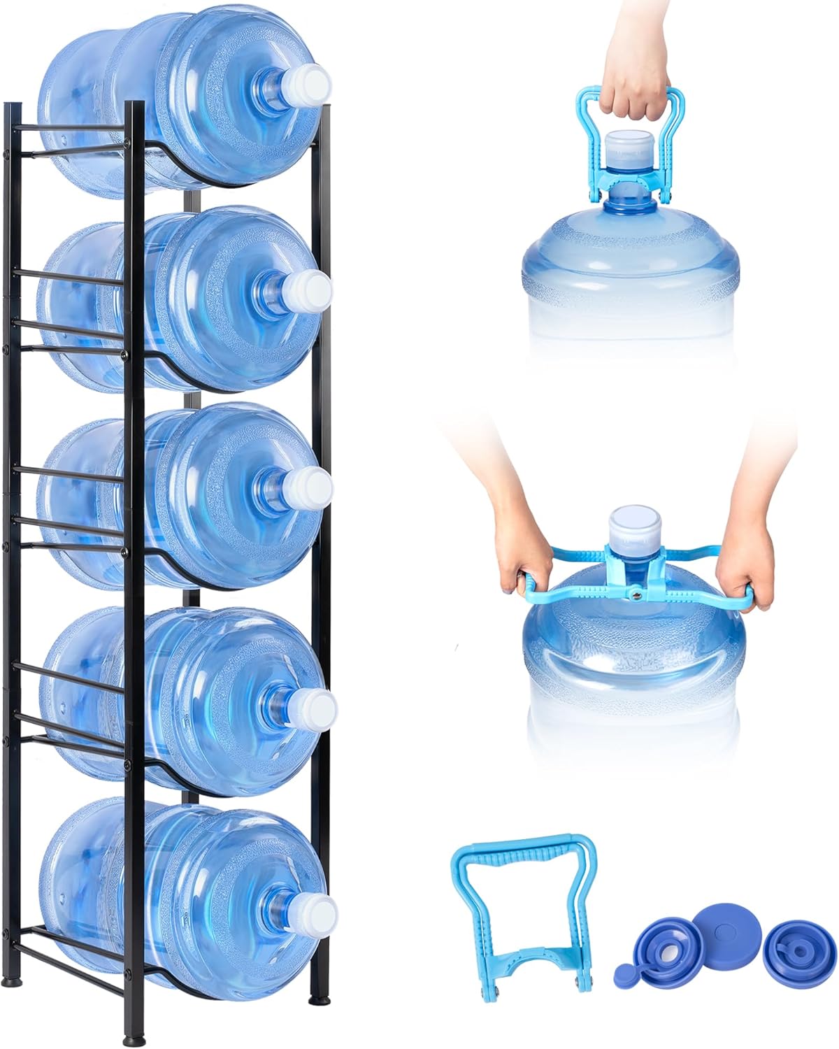 Klvied 5-Tier Heavy Duty Water Jug Organizer for Home Use