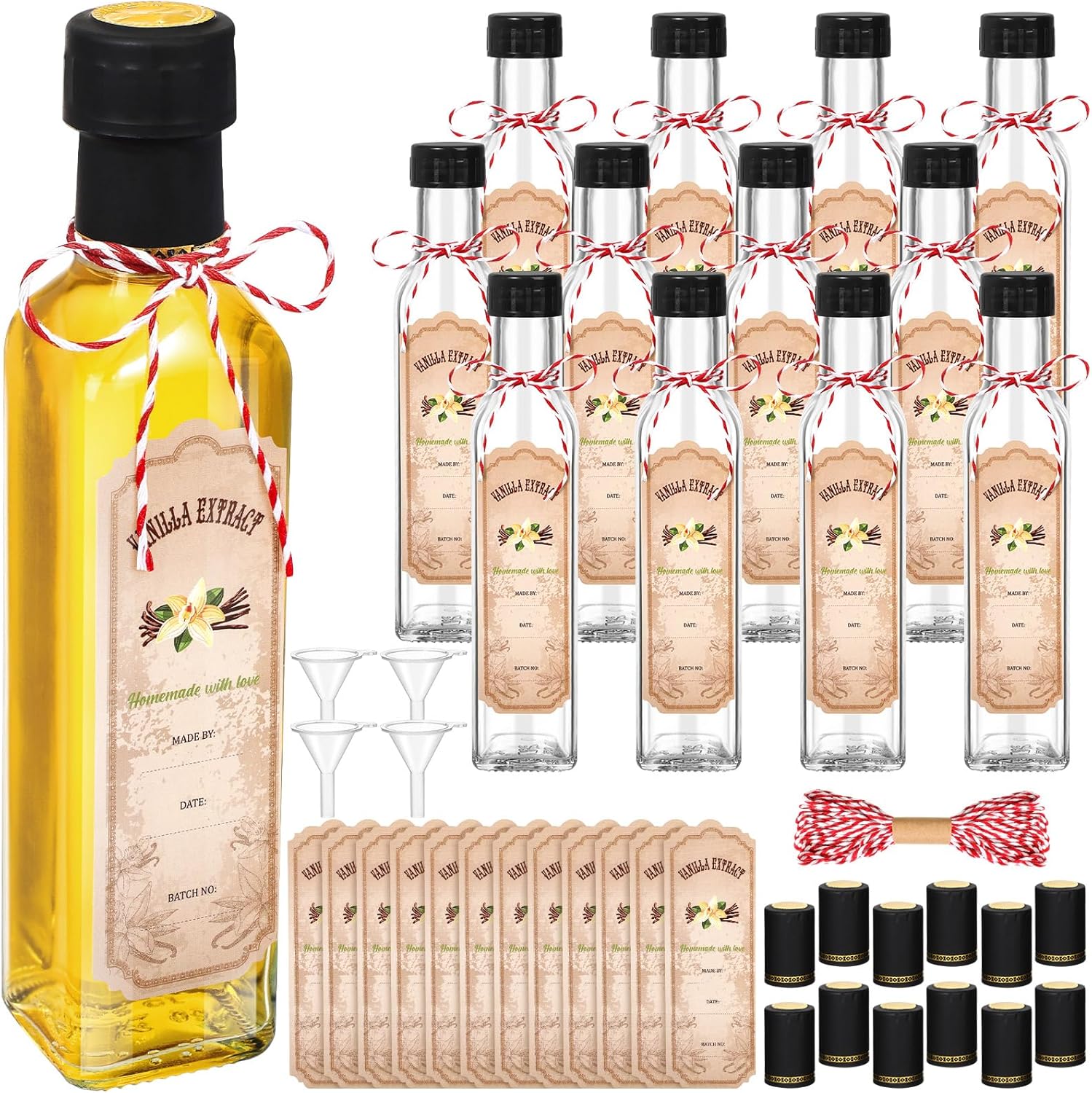 12 Pcs Vanilla Extract Bottles for Homemade Liquids Storage
