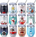 Sliner 12 Pack Christmas Tumbler Bulk With Lid and Straw Brush