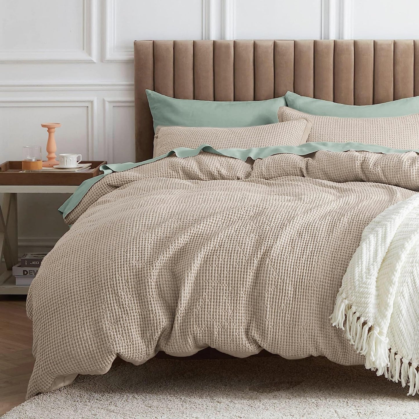 Bedsure Waffle Comforter Set Twin for Cozy All-Season Comfort