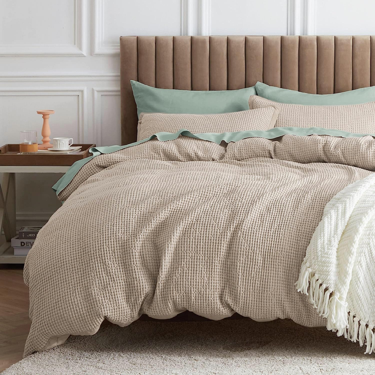 Bedsure Waffle Comforter Set Twin for Cozy All-Season Comfort
