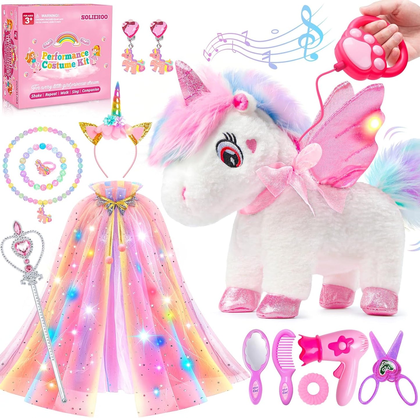 Interactive Unicorn Toy for Girls Age 4-6 with Light Up Cape