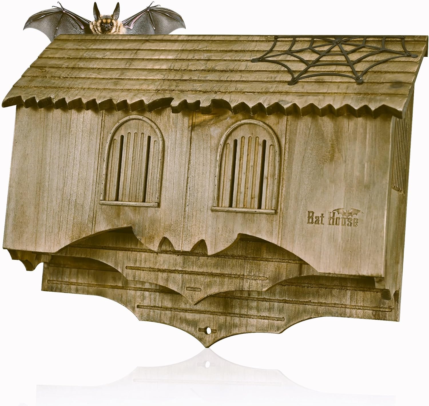 Wooden Castle Bat House with Unique Design for Outdoor Use