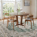 10x14 Green/Beige Washable Area Rug - Low Pile Vintage Style
