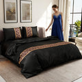 Full Size Black Duvet Cover Set 3PCs - Cooling Hypoallergenic