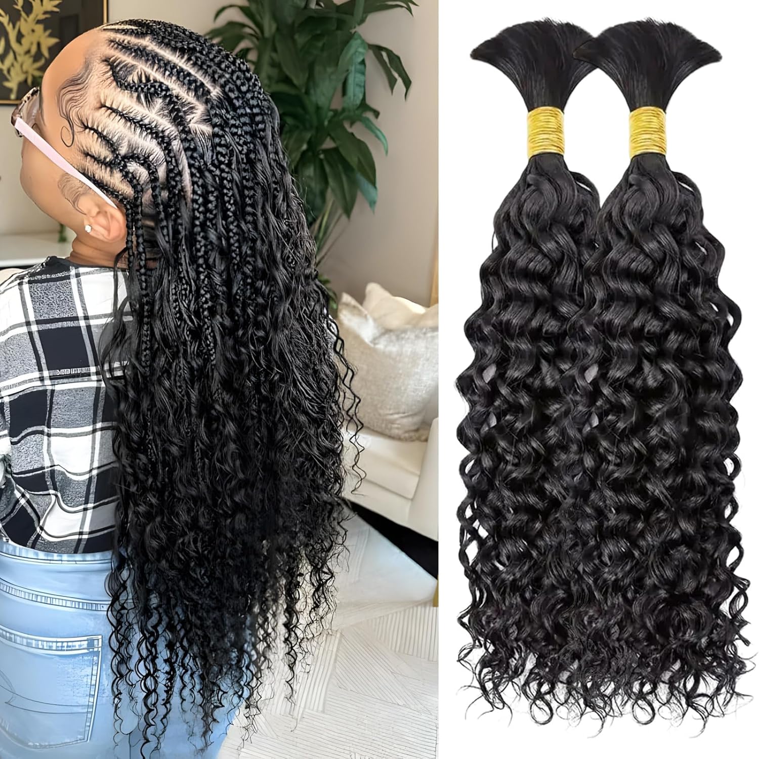 Wequeen 16A Human Braiding Hair Water Wave for Boho Braids