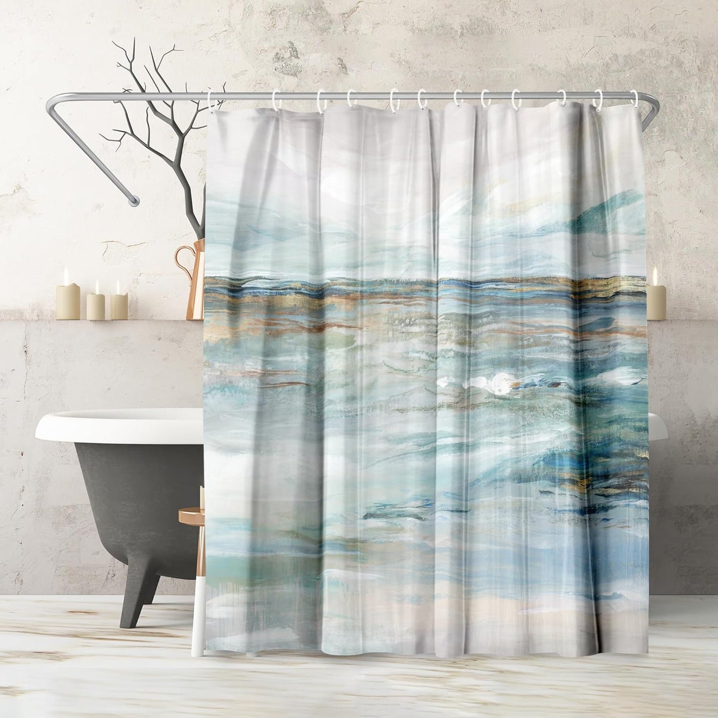 71x74 Beach Shower Curtain - Water-Resistant Coastal Design