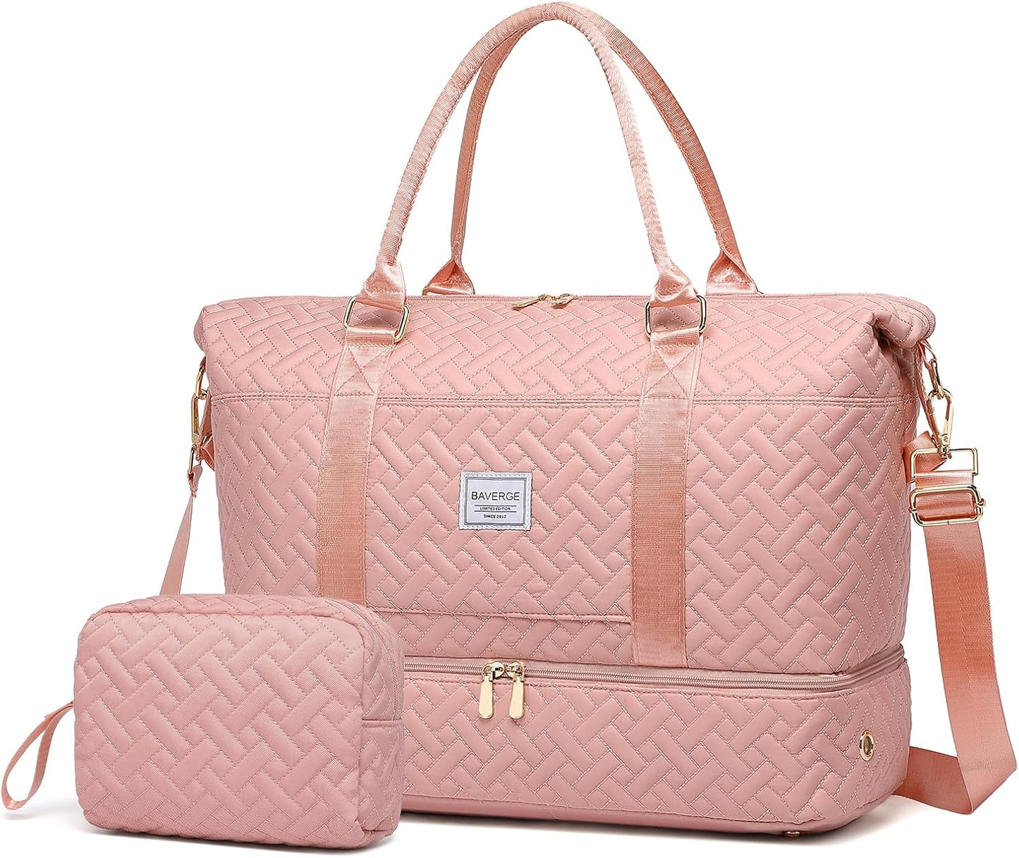 Travel Duffle Bag with Shoe Compartment for Women - Beige