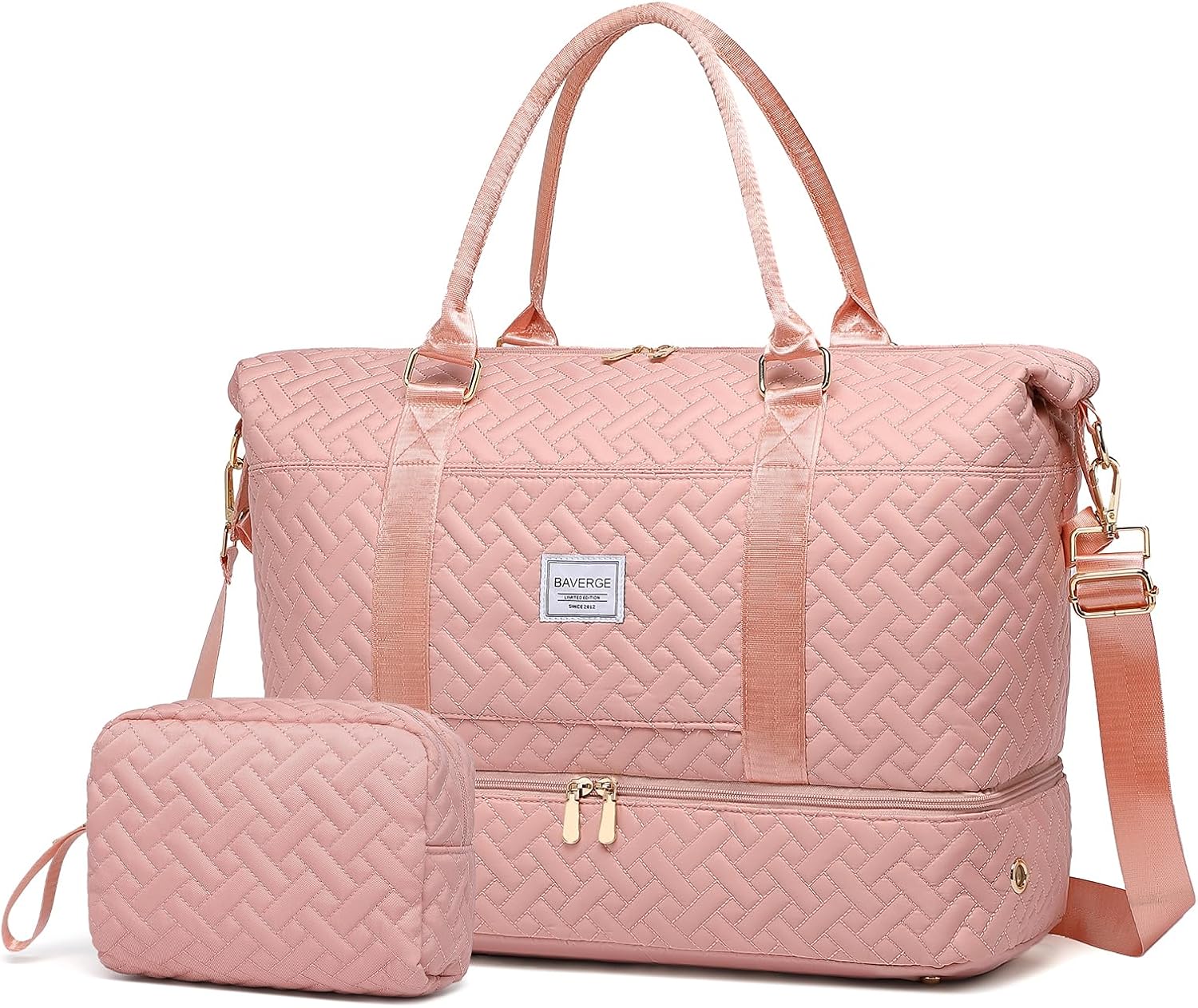 Travel Duffle Bag with Shoe Compartment for Women - Beige