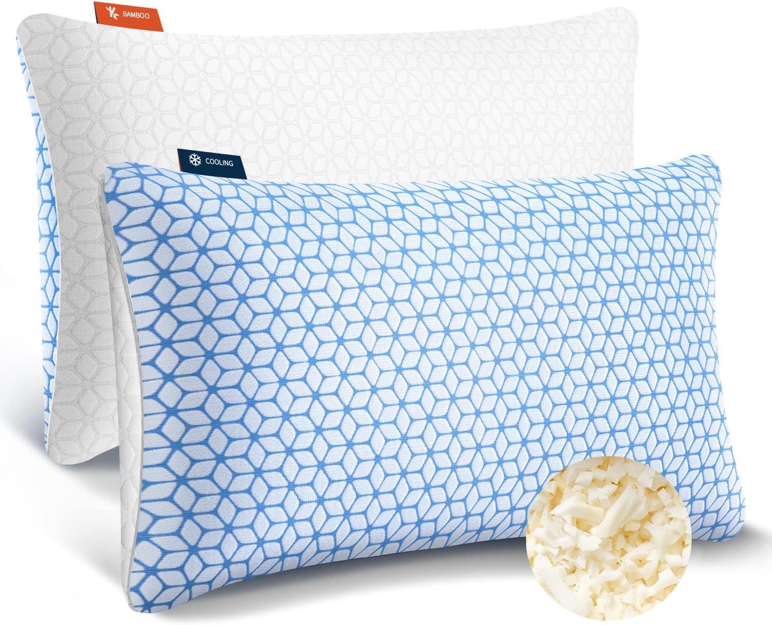 Shredded Memory Foam Pillows Queen Size Set for All Sleepers