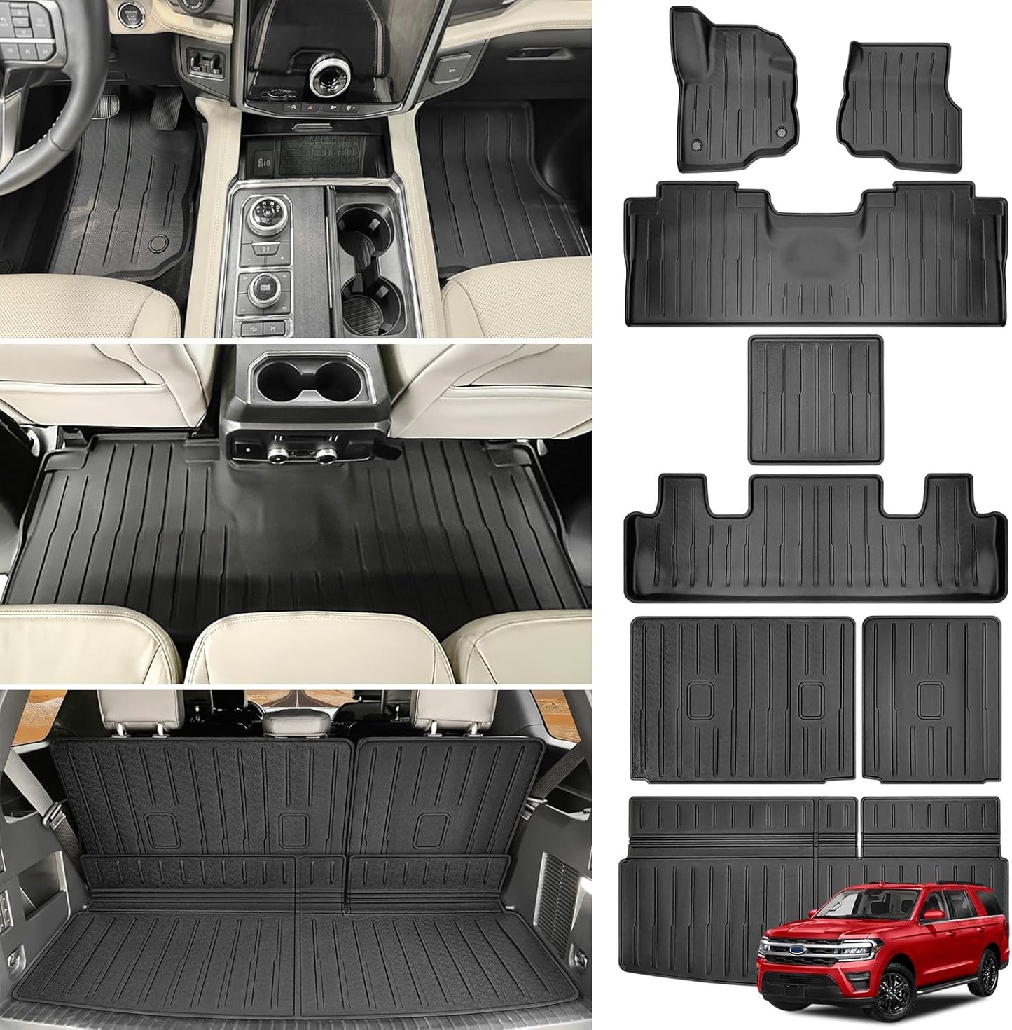 Cargo Mat with Floor Mat for 2018-2024 Ford Expedition 7Seats