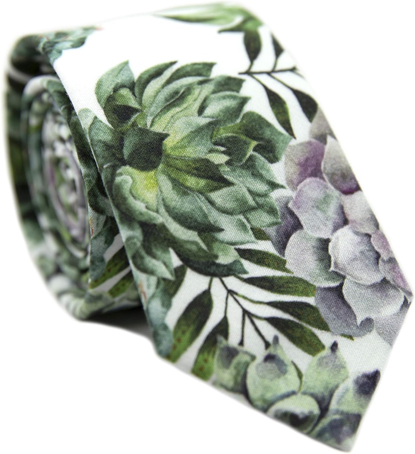 DAZI Men's Floral Print Skinny Tie for Weddings and Dances