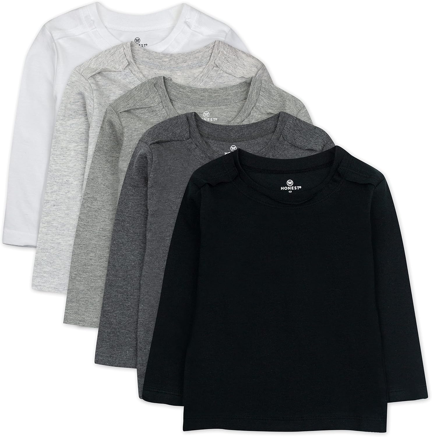 5-Pack Long Sleeve Organic Cotton T Shirts for Toddlers and Kids