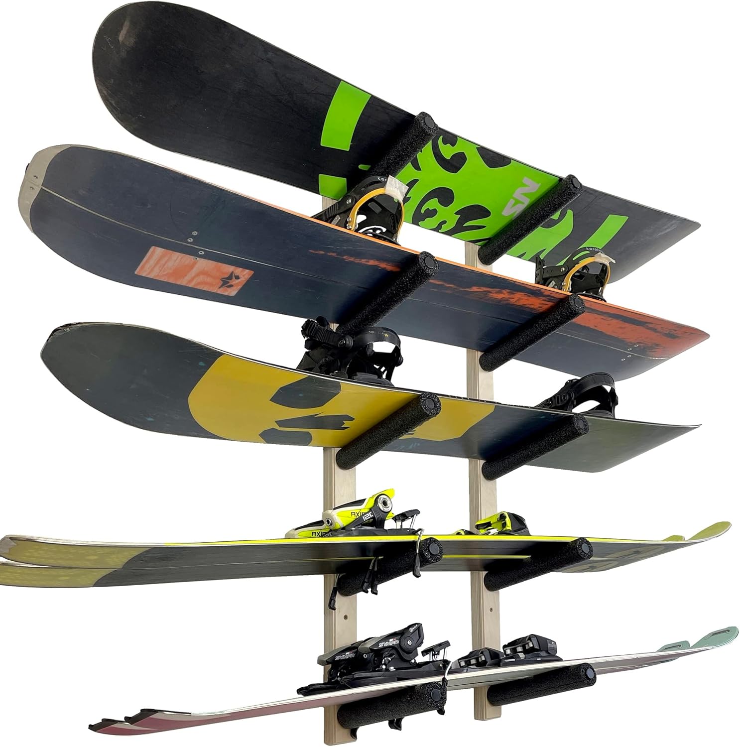 Space-Saving Snowboard Wall Rack - Holds 5 Boards