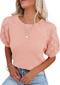 Womens Short Sleeve Sweaters Crewneck Knit Pullover Tops 2025