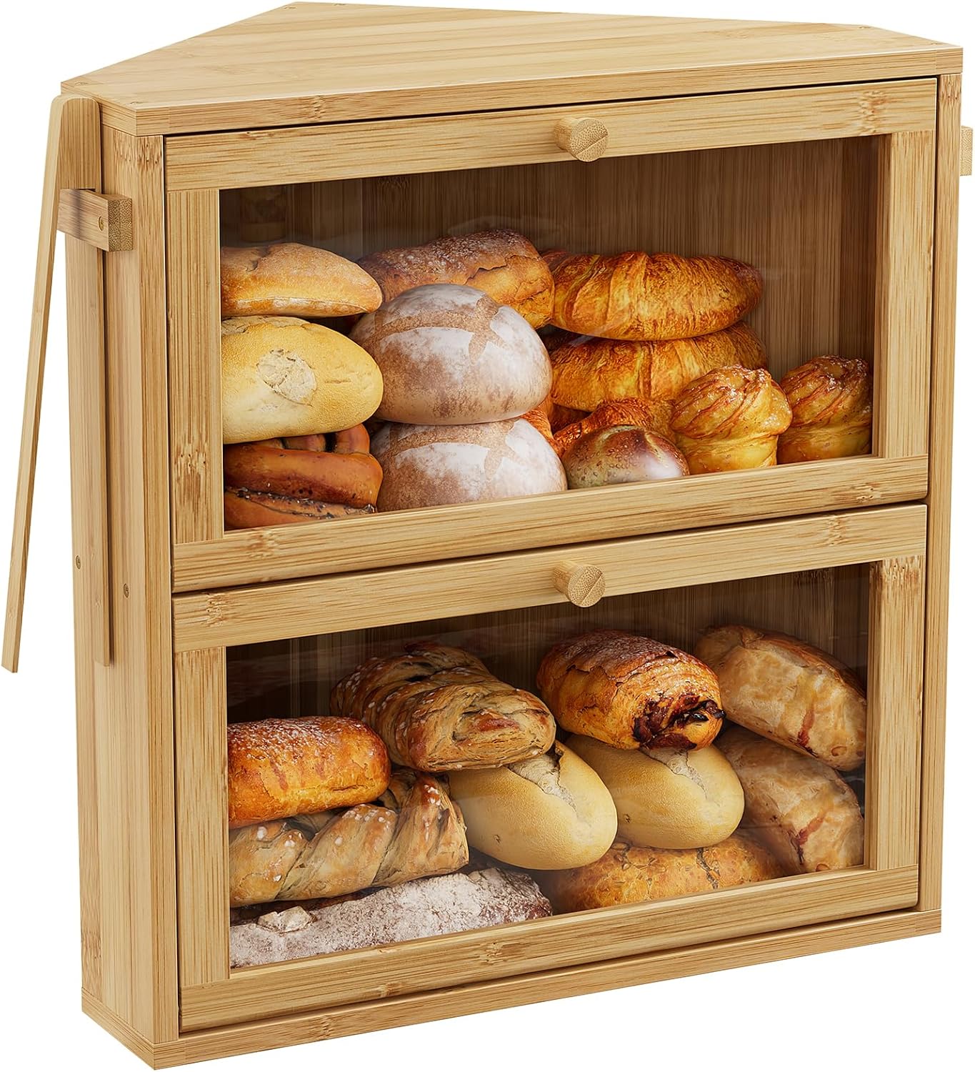 WOWLIVE Corner Bread Box: Large Double Layer Storage Solution
