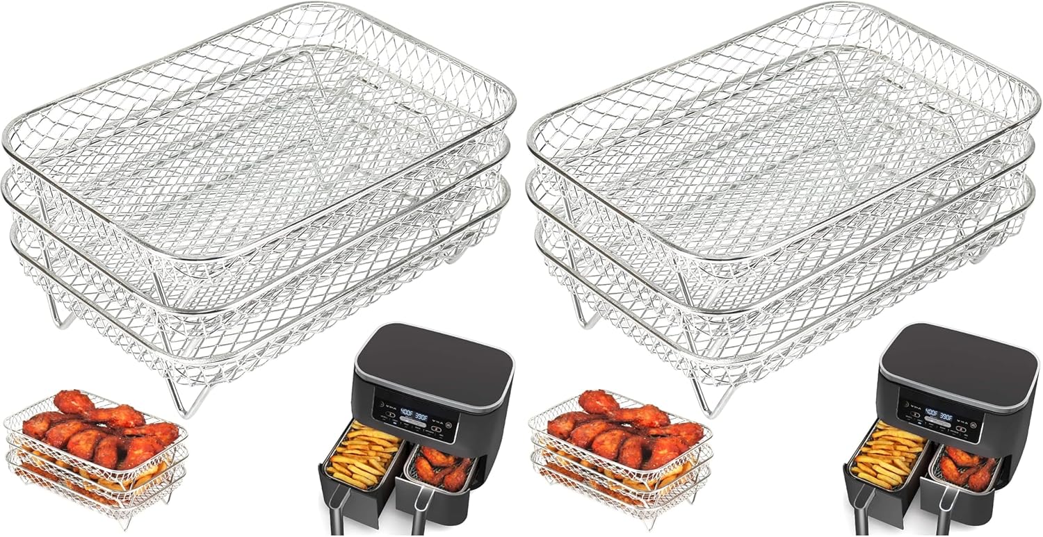 BYKITCHEN Air Fryer Rack for Ninja Dual Airfryer - 3pcs Set