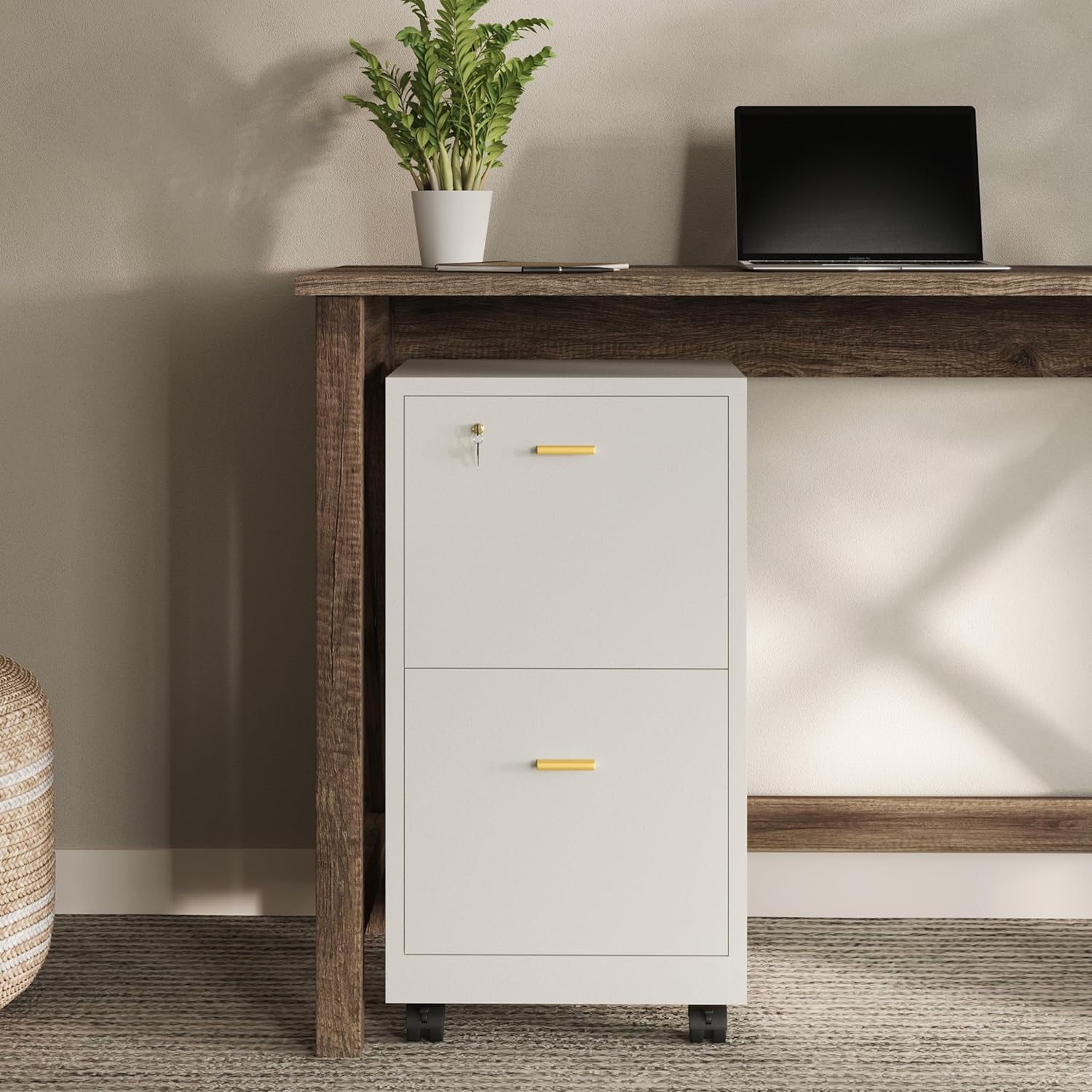 Lavish Home 2 Drawer File Cabinet for Secure Office Storage