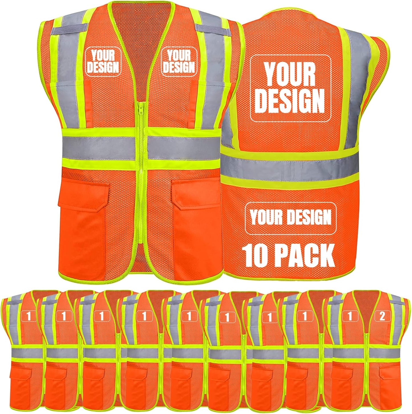 Custom Safety Vest with Pockets for High Visibility Workwear