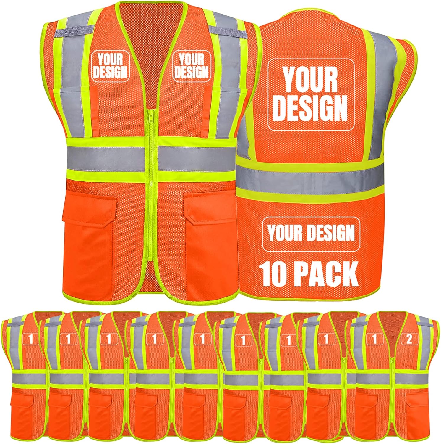 Custom Safety Vest with Pockets for High Visibility Workwear