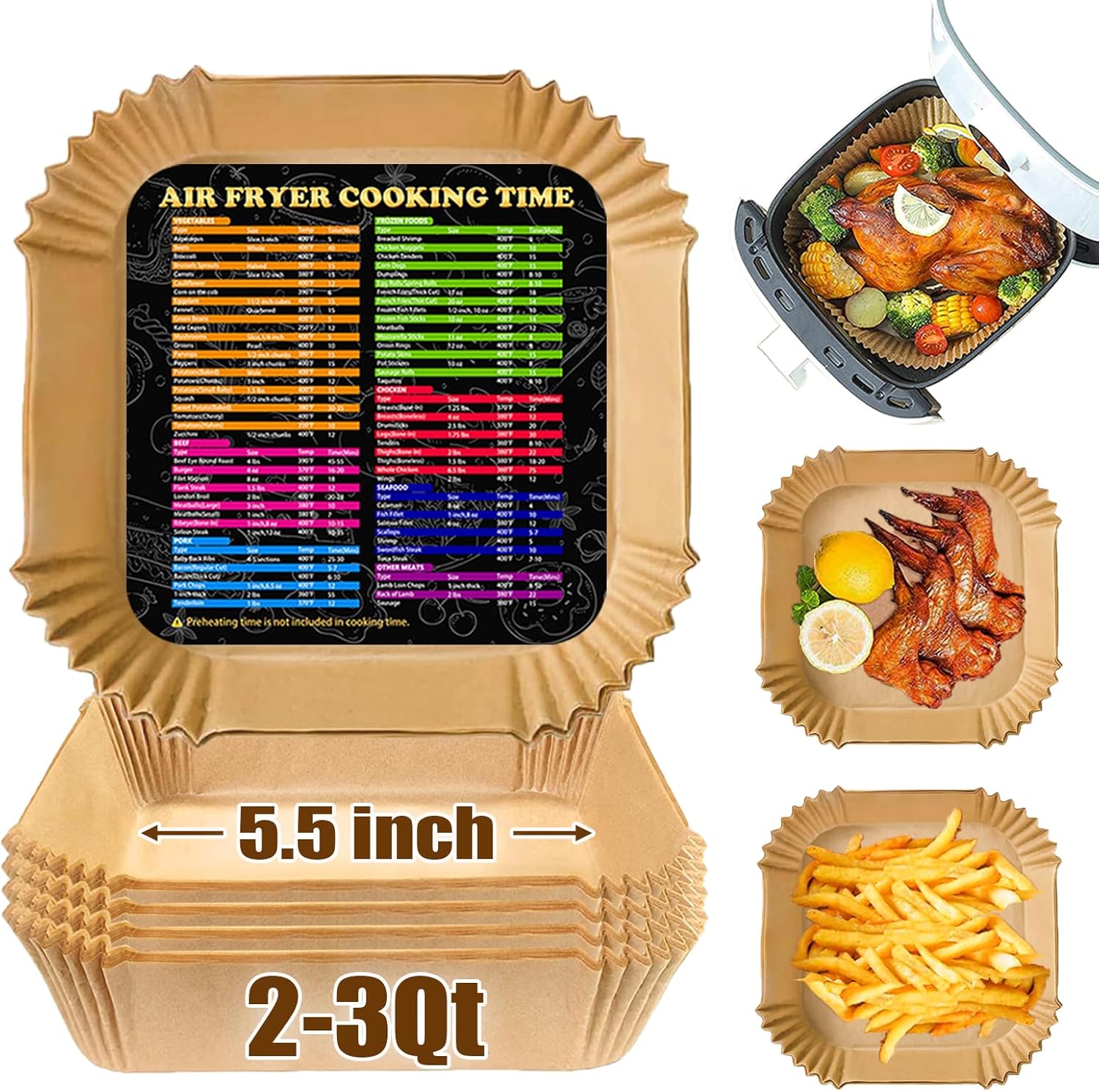 100 Mini Air Fryer Liners 5.5 - Mess-Free Cooking!
