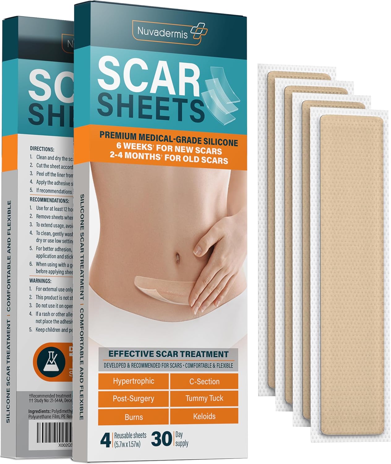 NUVADERMIS Silicone Scar Sheets for Effective Scar Treatment