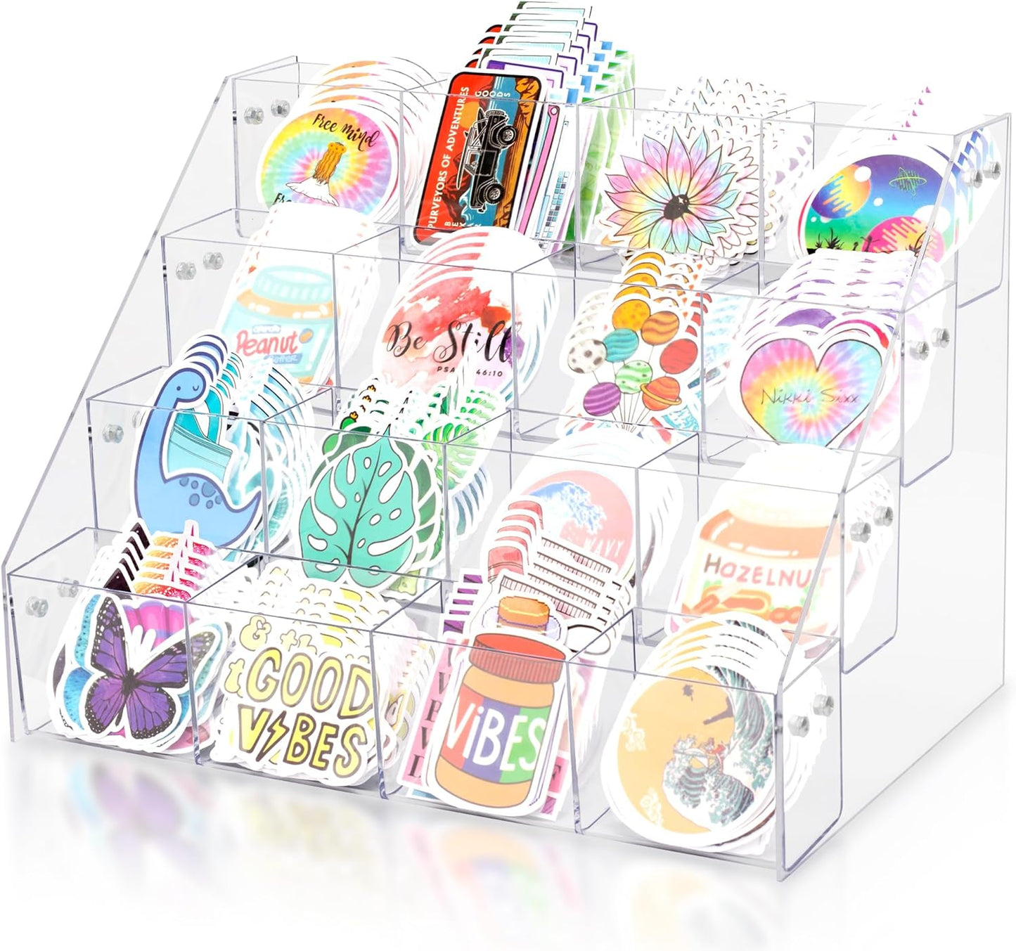 Sticker Display Stand for Vendors - 4 Tier Acrylic Holder