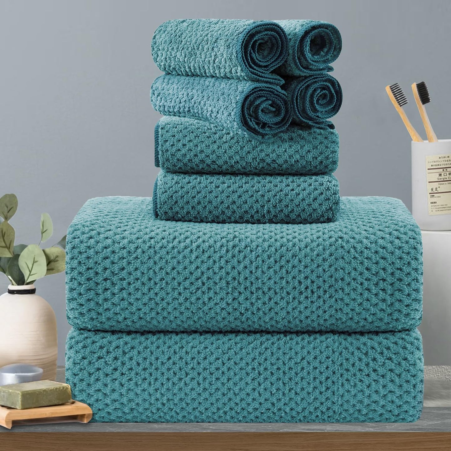 8-Piece Aqua Bath Towels Set for Luxurious Comfort and Absorbency