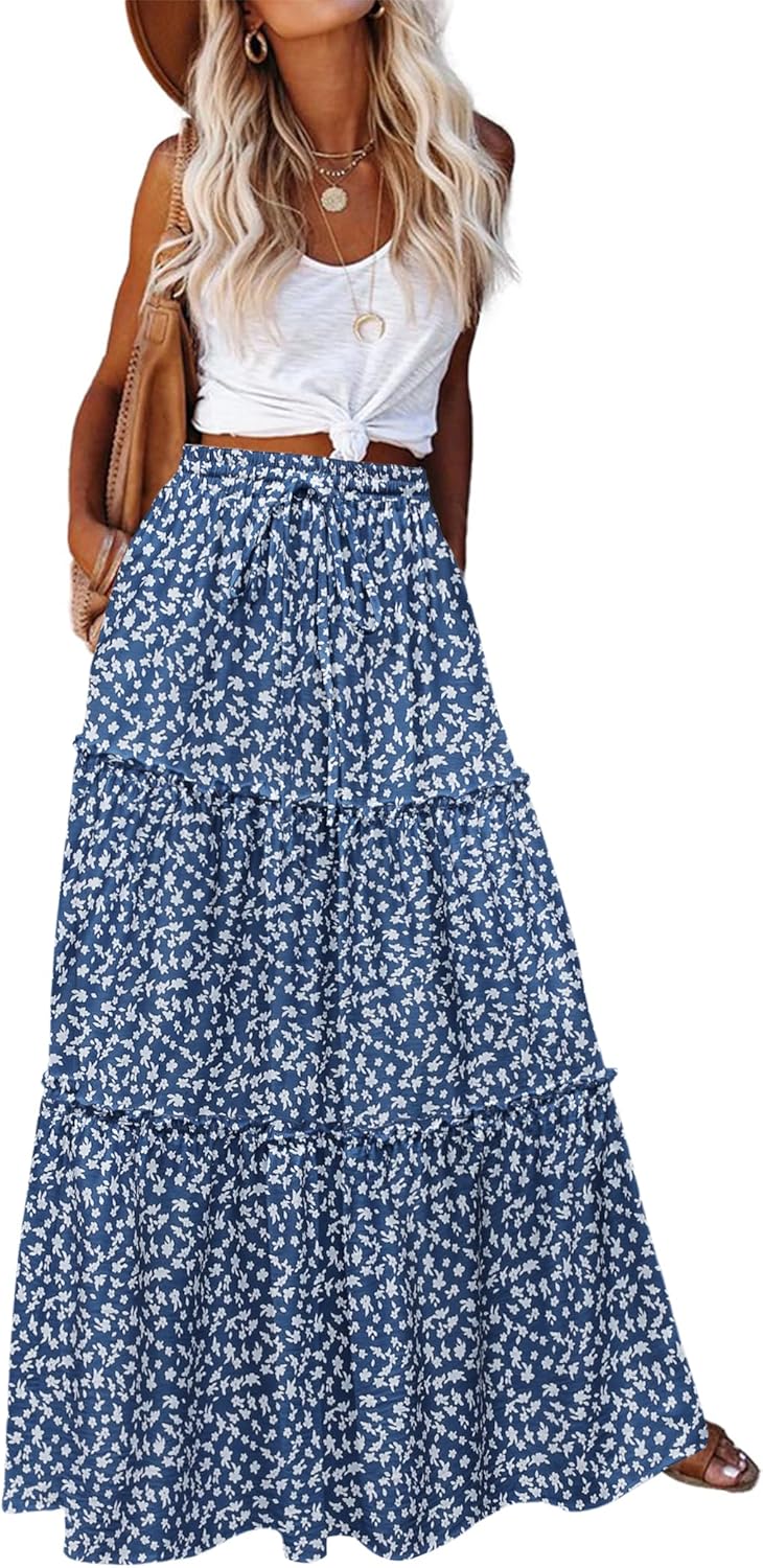 Boho Style Maxi Skirt for Women with Pockets and Elegance