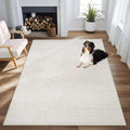Area Rug 4x6 Geometric Rug - Washable Boho Moroccan Modern Beige