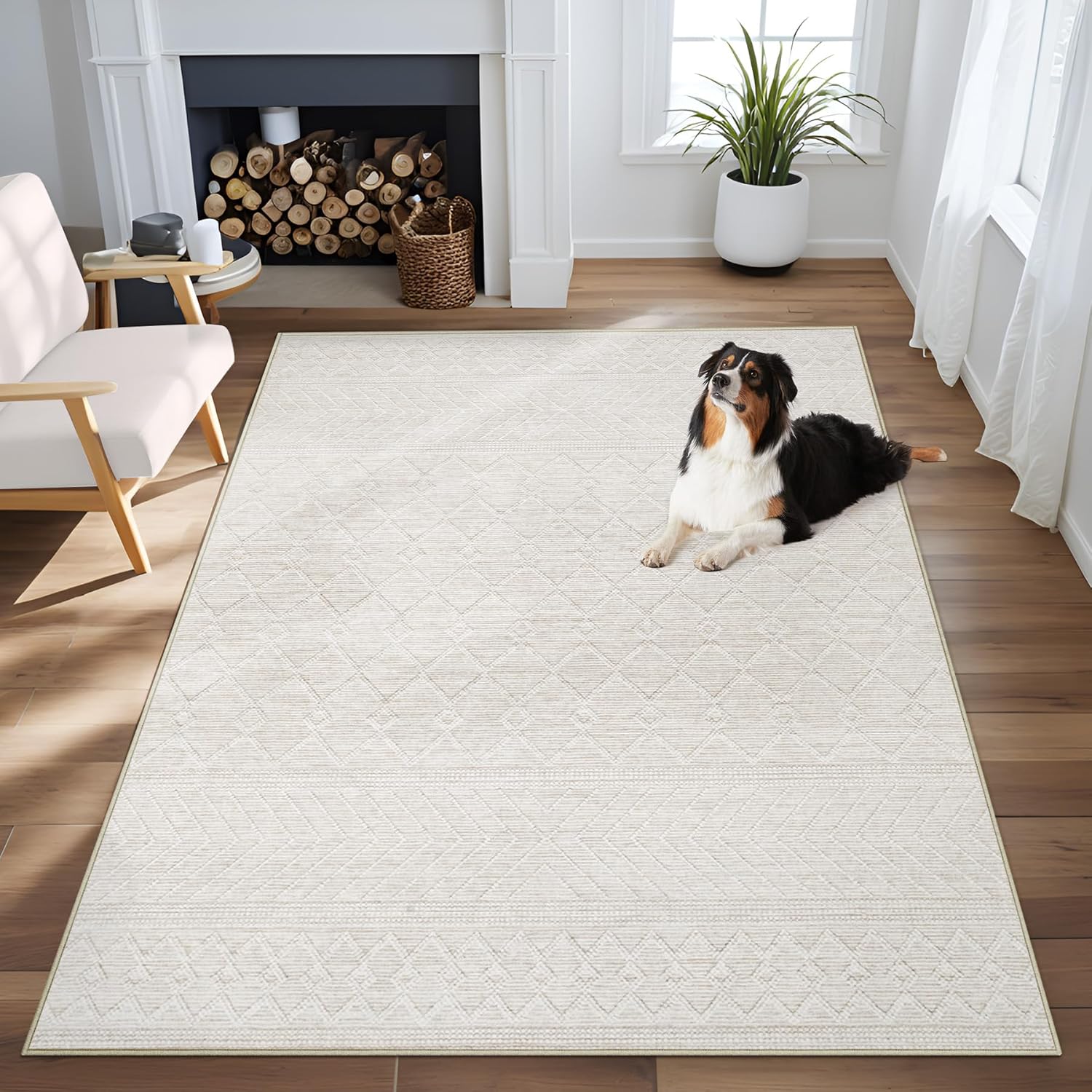 Modern Area Rug 4x6: Soft Washable Boho Moroccan Design