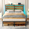 Rolanstar Bed Frame Full Size with USB Charging Station - LED Storage
