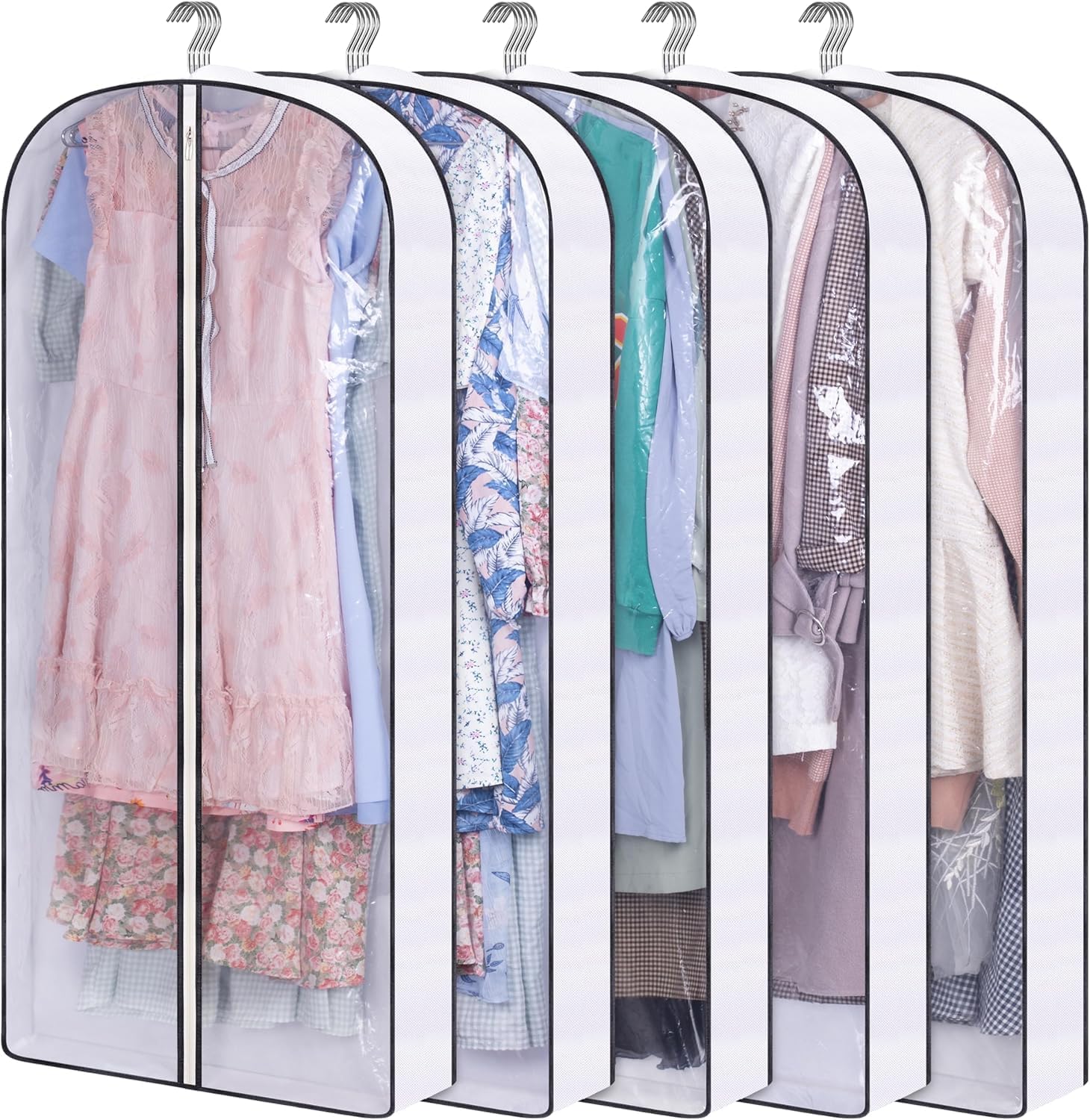 50in Clear Garment Bags for Hanging Clothes Storage - 5 Packs