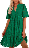 Boho Summer Dress V Neck Short Sleeve Mini - Flowy Resort Style BTFBM