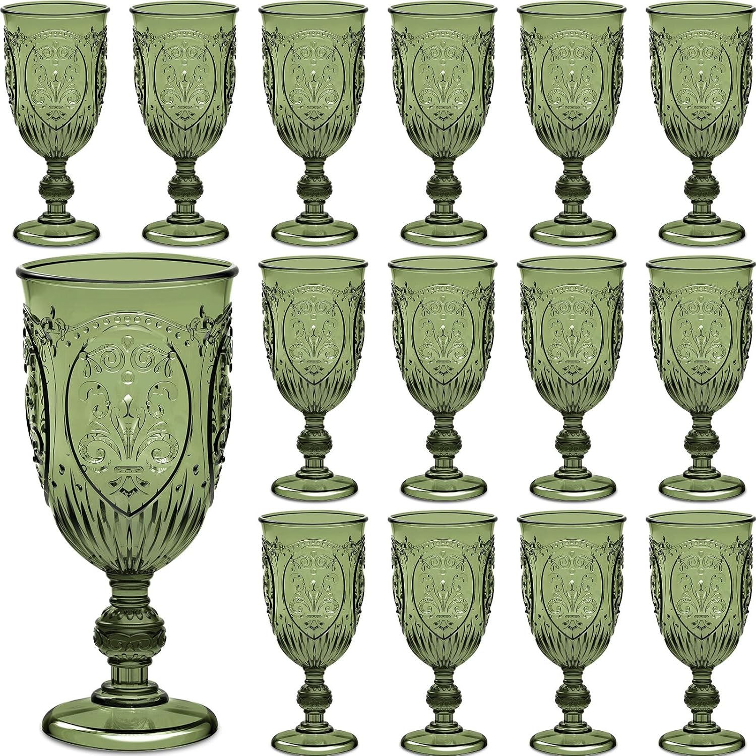 24 Pcs Vintage Plastic Goblets for Wine and Juice Events