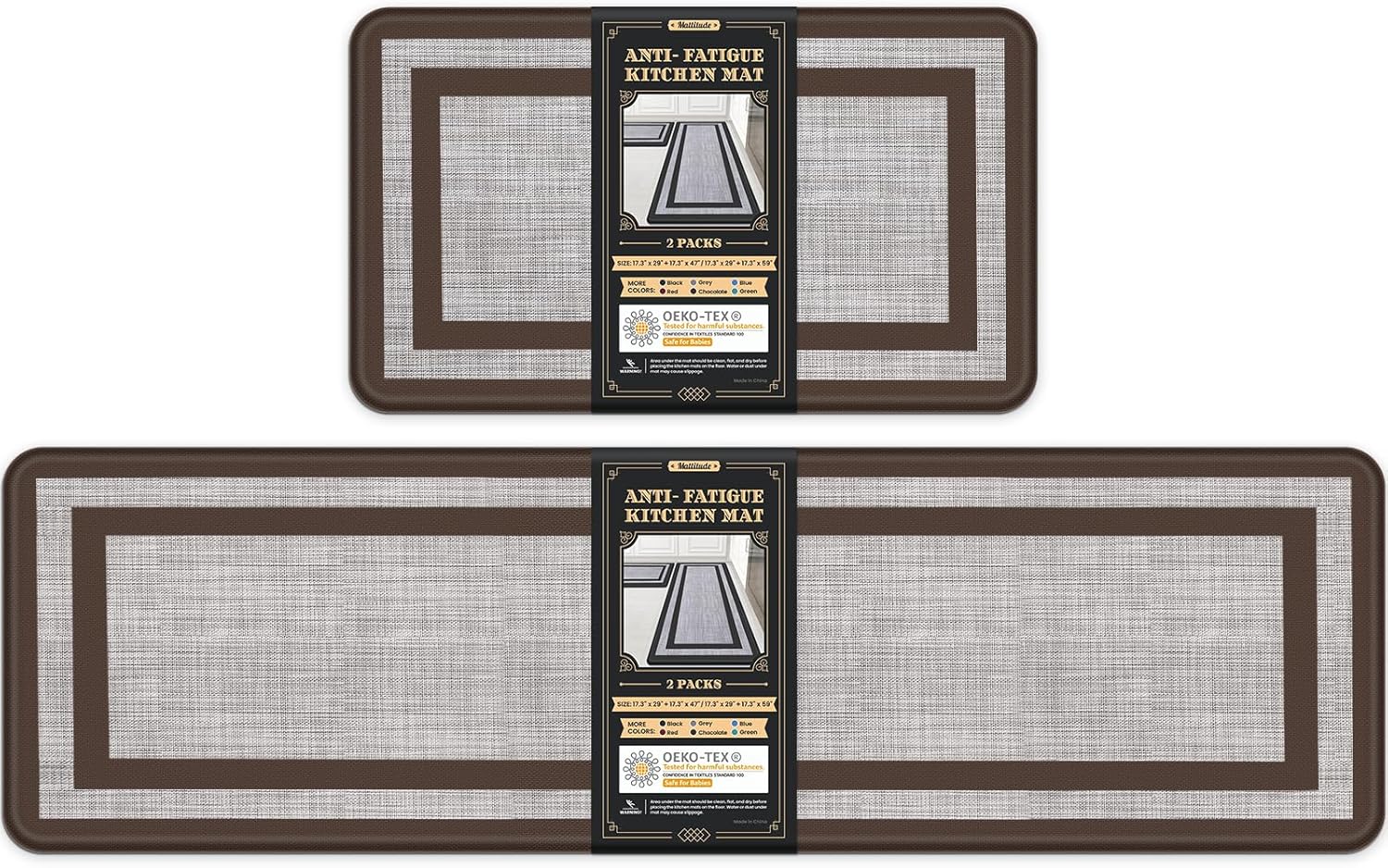 Mattitude Kitchen Mats Set of 2 Cushioned Anti-Fatigue Rugs
