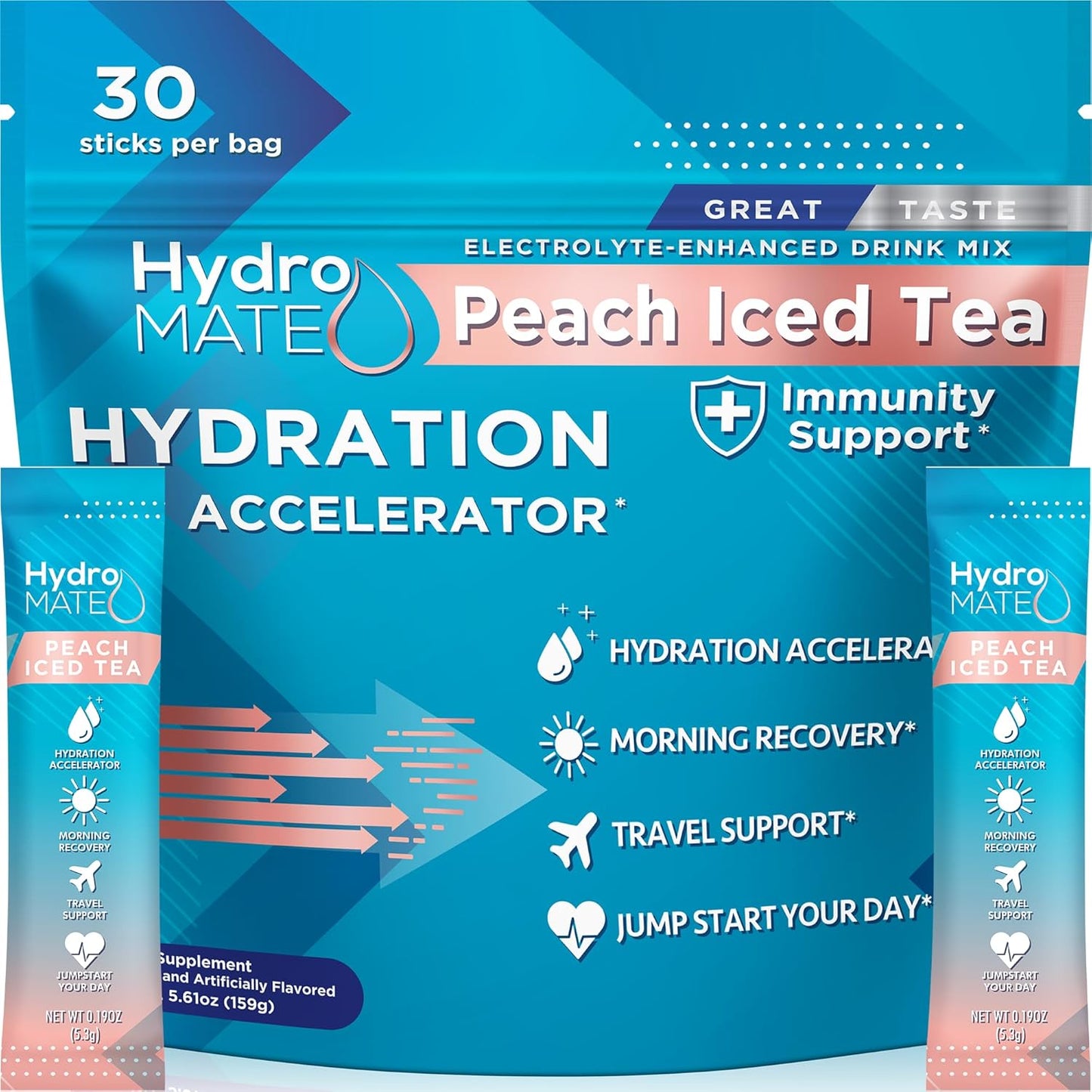 HydroMATE Electrolyte Powder Peach Tea for Instant Hydration