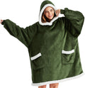 Bedsure Blanket Hoodie Olive Green Small - Sherpa Wearable Blanket