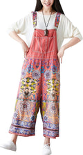 Yeokou Women Loose Baggy Denim Wide Leg Jumpsuit Romper - Soft Cotton