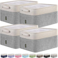 Fabric Storage Bins for Shelves 4 Pack - Stylish Linen Organizers