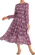 GRACE KARIN Women's Long Sleeve Maxi Dress - Flowy Chiffon Floral