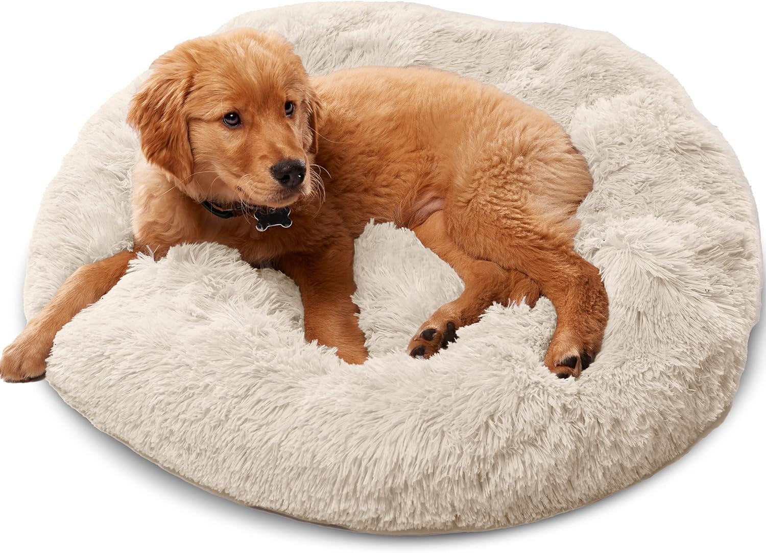 Active Pets Small Beige Dog Bed for Calming Comfort & Support