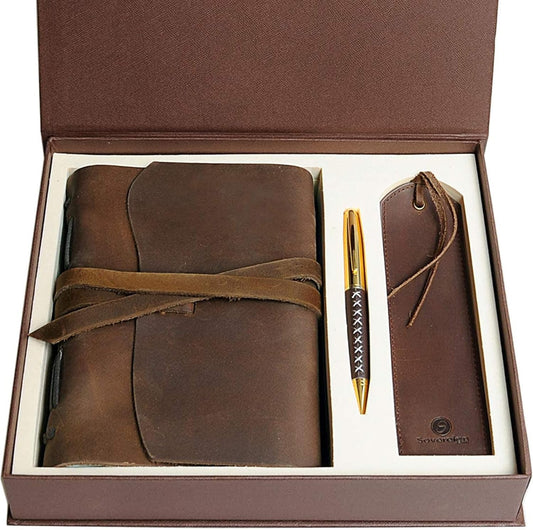 Sovereign-Gear Leather Bound Journal with Bookmark and Pen