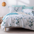 100% Long-Staple Cotton Duvet Cover Set in Baby Blue Teal - Soft