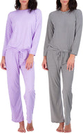 Women's Pajama Set 2 Pack - Soft Breathable Short or Long Sleeve Each