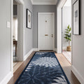Beverly Rug Outdoor Runner Rug 2x7 Navy Blue - Washable Floral Runner