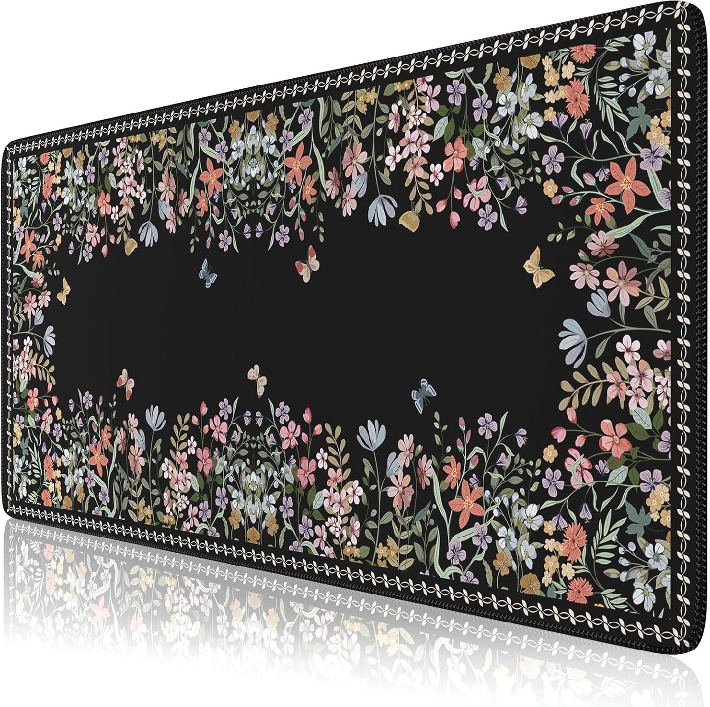 HAOCOO Large Floral Desk Mat - Non-Slip XXL Mouse Pad