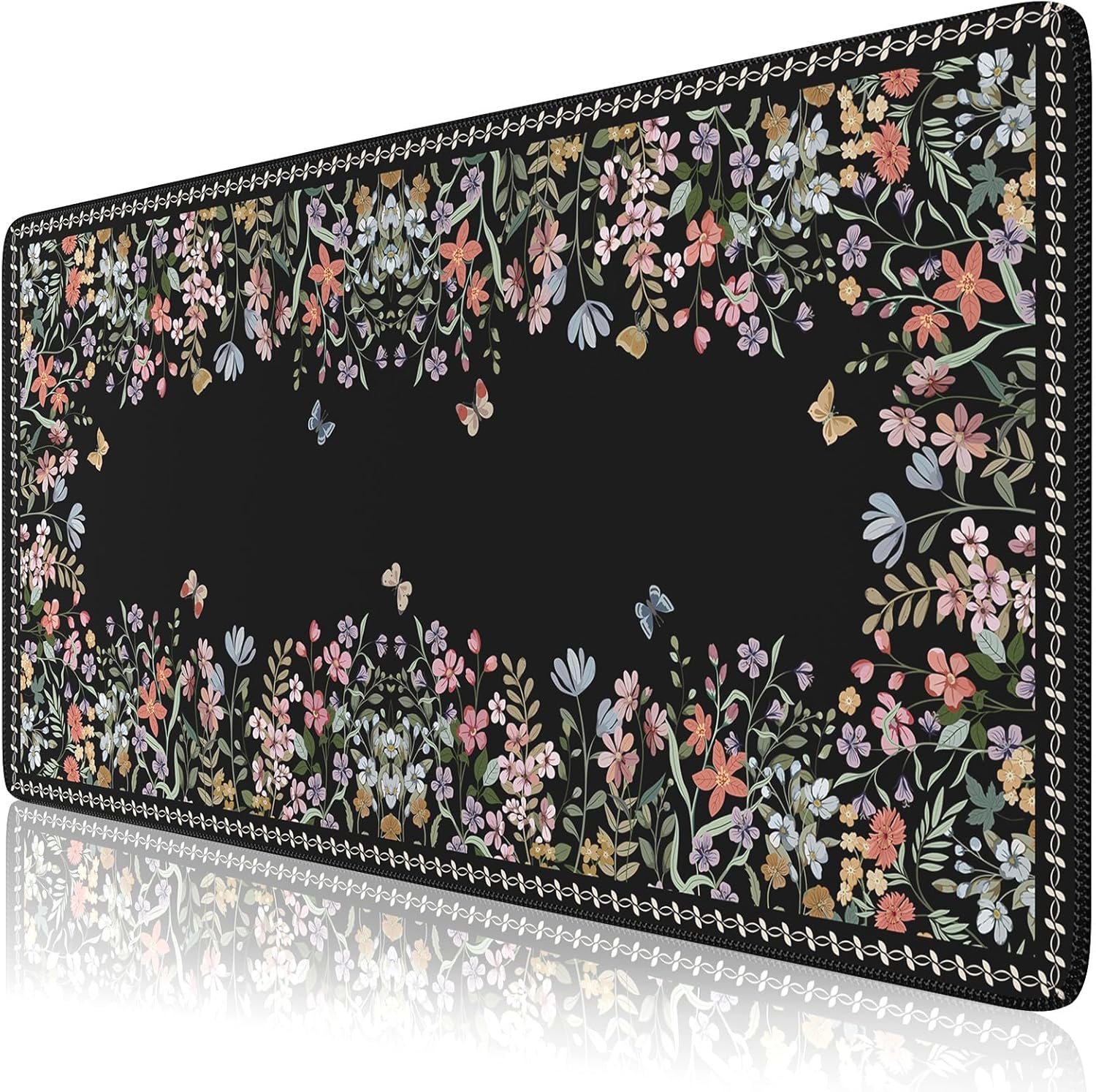 HAOCOO Large Floral Desk Mat - Non-Slip XXL Mouse Pad