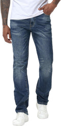 Men's Stretch Regular Fit Straight-Leg Cotton Denim Jeans Shoes